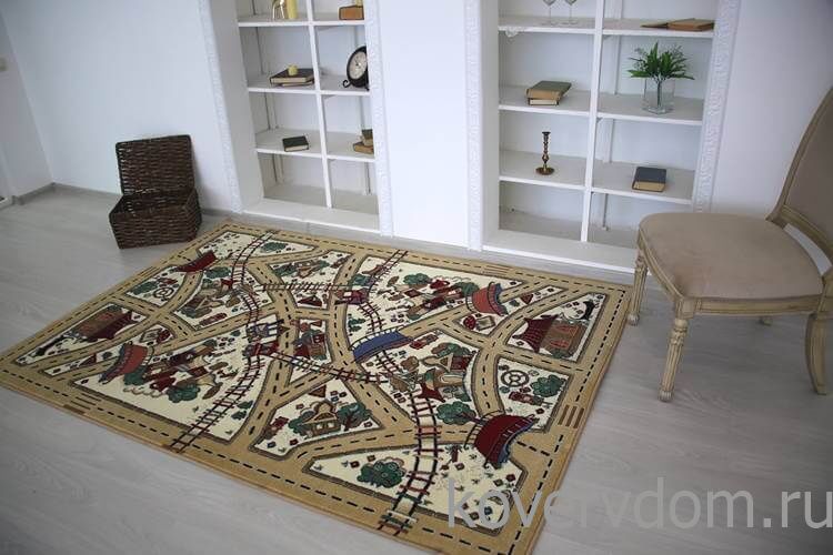 Детский ковер Веселые дорожки бежевый